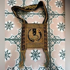 Embroidered Black and Gold beaded Shoulder Bag